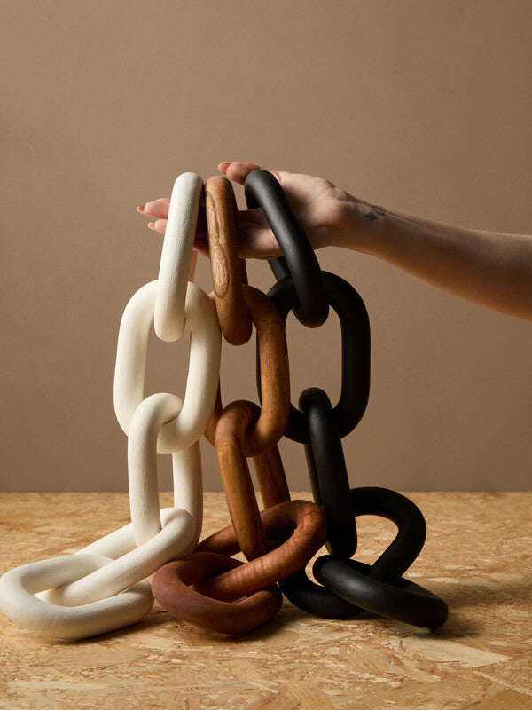 Cato White Wood 5 Link Chain Sculpture