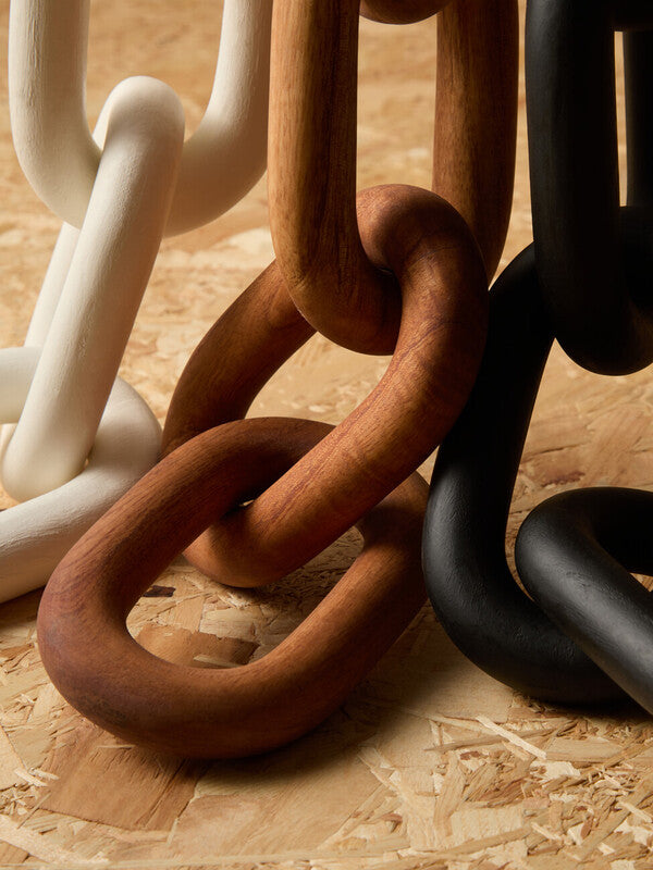 Cato White Wood 5 Link Chain Sculpture