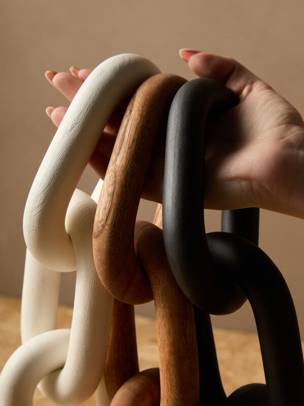Cato White Wood 5 Link Chain Sculpture