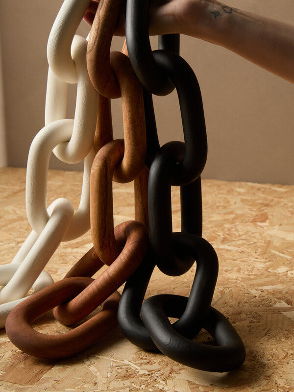 Cato White Wood 5 Link Chain Sculpture