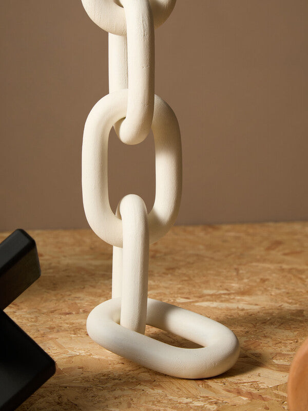 Cato White Wood 5 Link Chain Sculpture