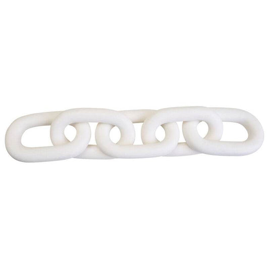 Cato White Wood 5 Link Chain Sculpture - Premier Home