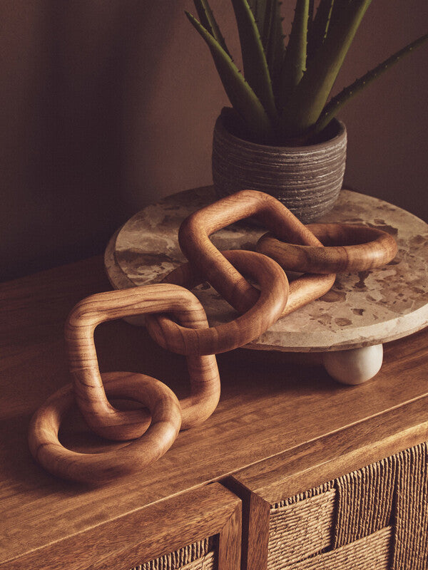 Cato 5 Link Natural Wood Chain Sculpture