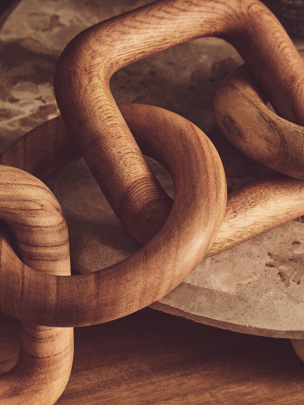Cato 5 Link Natural Wood Chain Sculpture