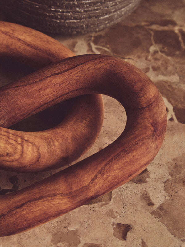 Cato Brown Wood 2 Link Chain Sculpture