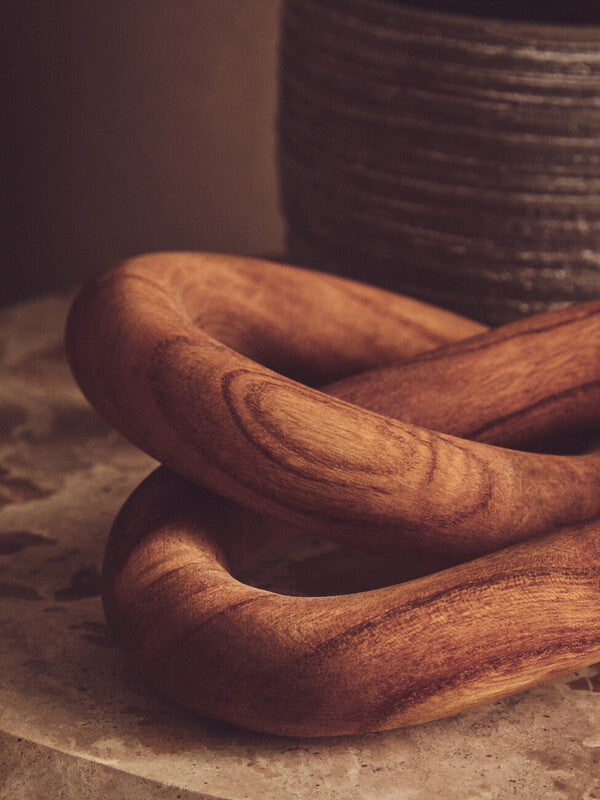 Cato Brown Wood 2 Link Chain Sculpture