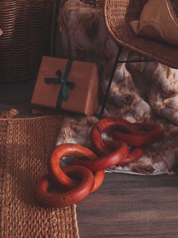 Cato Natural 5 Link Wood Chain Sculpture