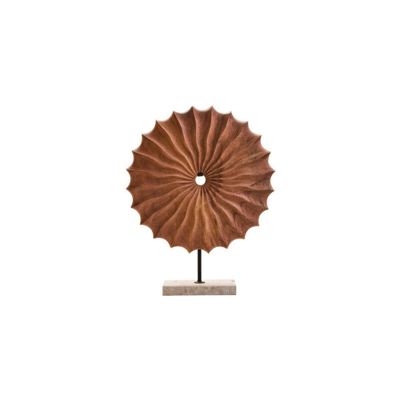 Westo Natural Wood Round Sculpture with Travertine Base