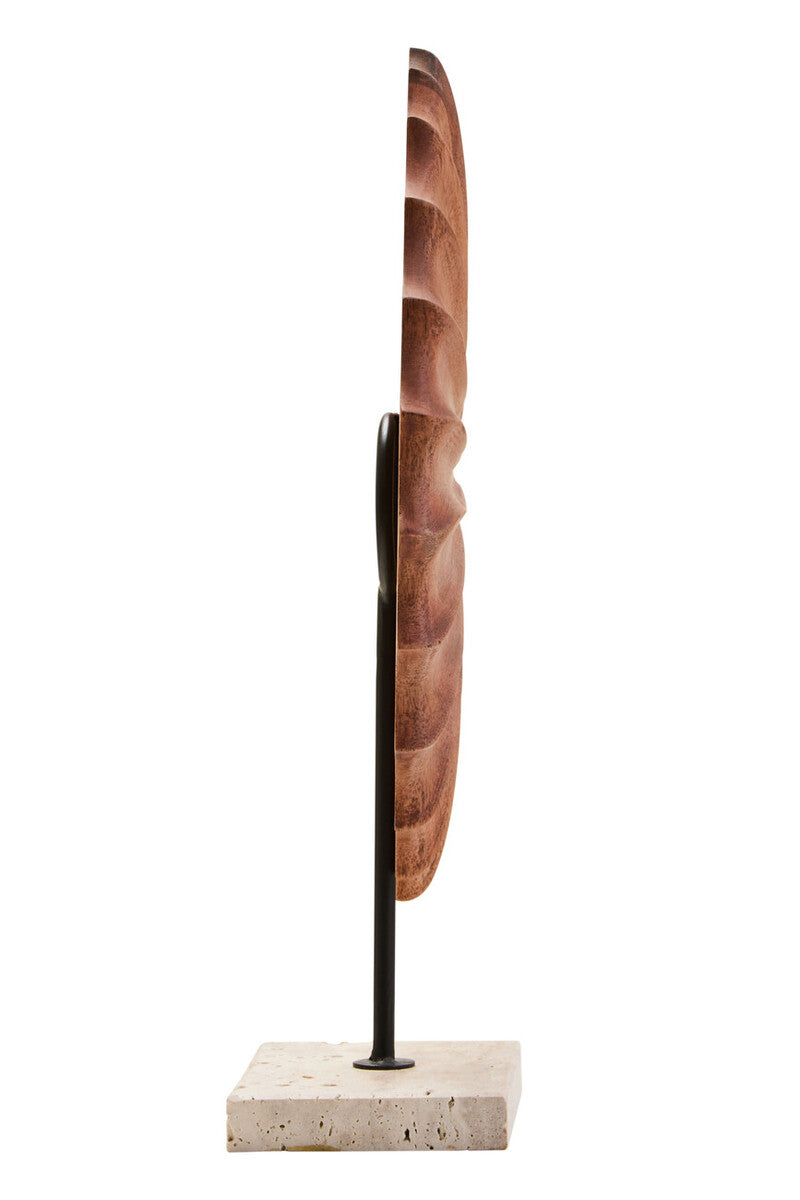 Westo Natural Wood Round Sculpture with Travertine Base