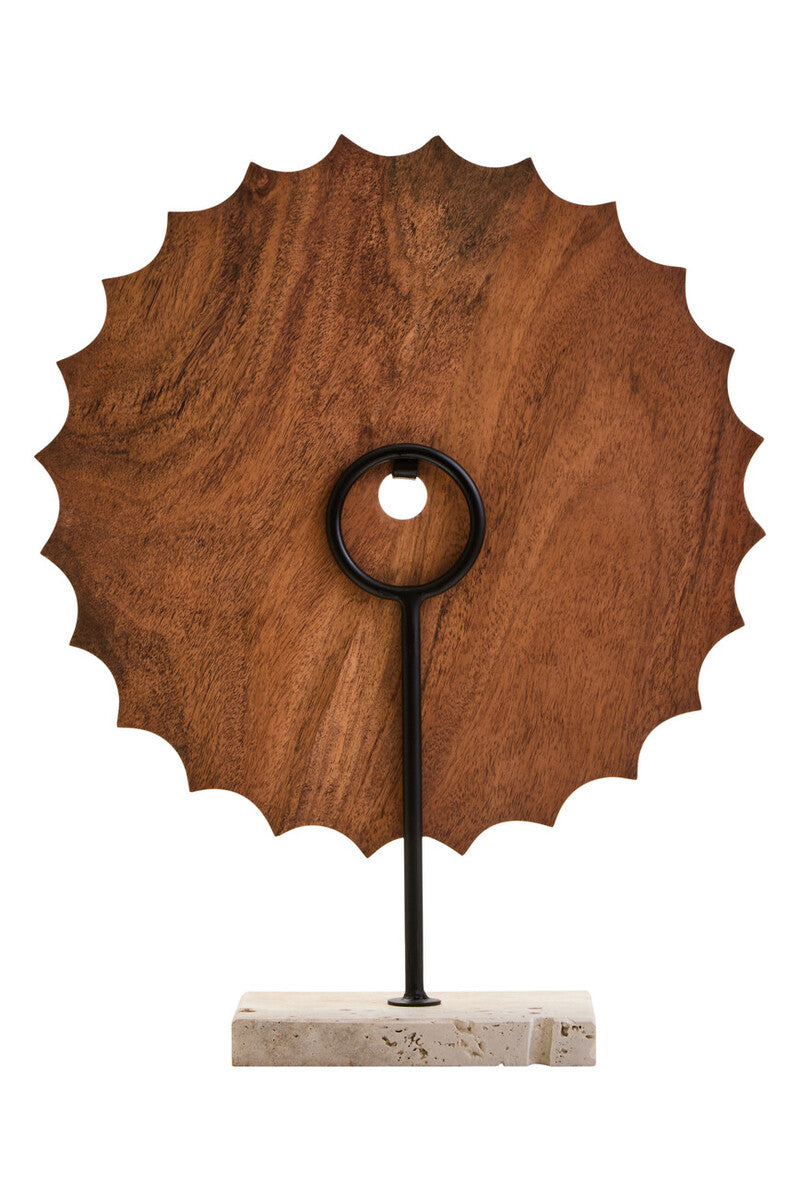 Westo Natural Wood Round Sculpture with Travertine Base