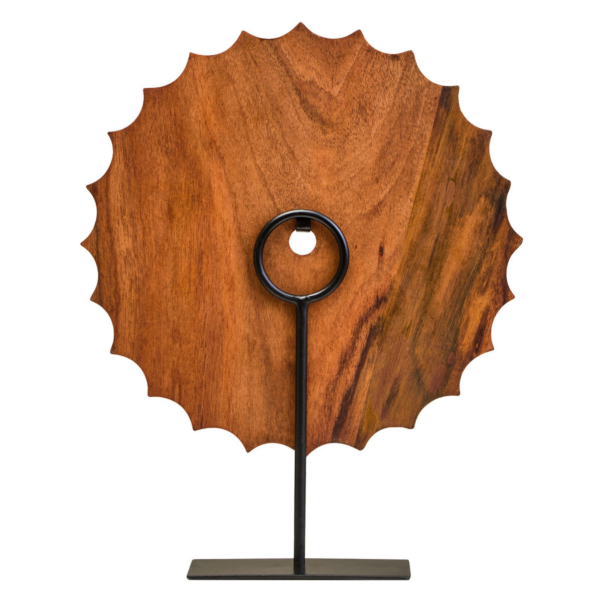 Westo Brown Wood Round Sculpture With Black Base