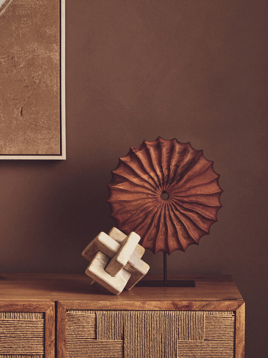 Westo Brown Wood Round Sculpture With Black Base