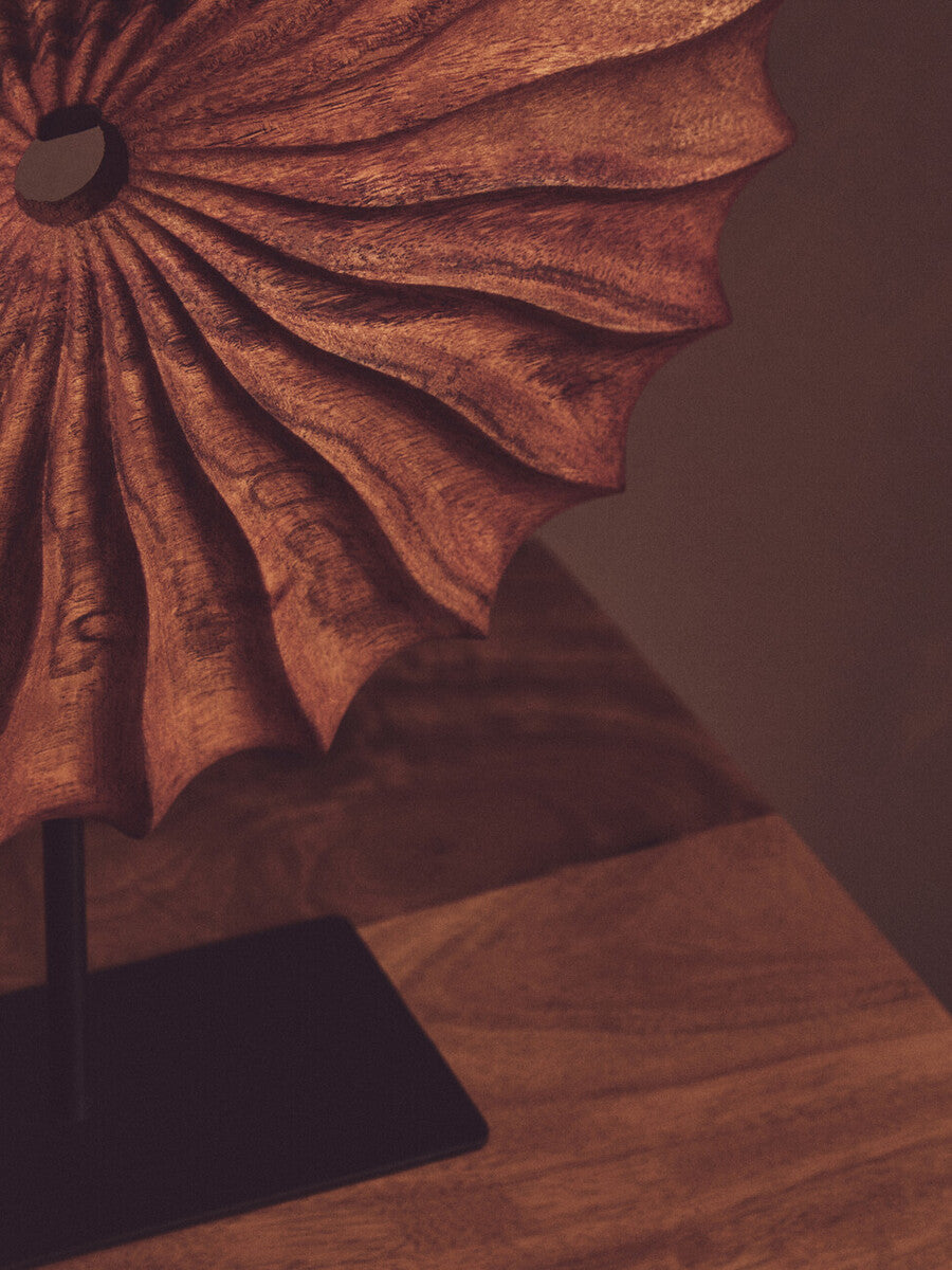 Westo Brown Wood Round Sculpture With Black Base