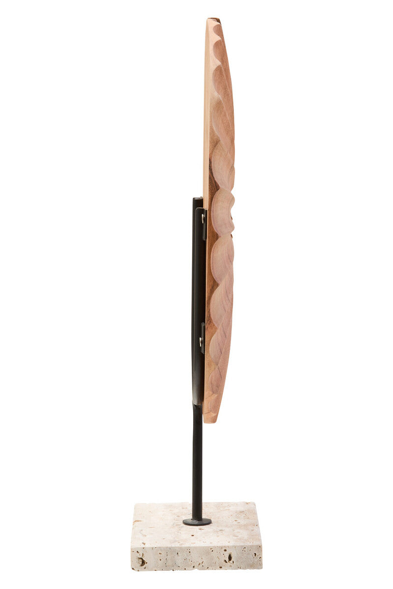 Westo Natural Wood Sculpture With Travertine Base