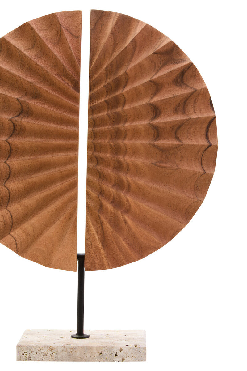 Westo Natural Wood Sculpture With Travertine Base