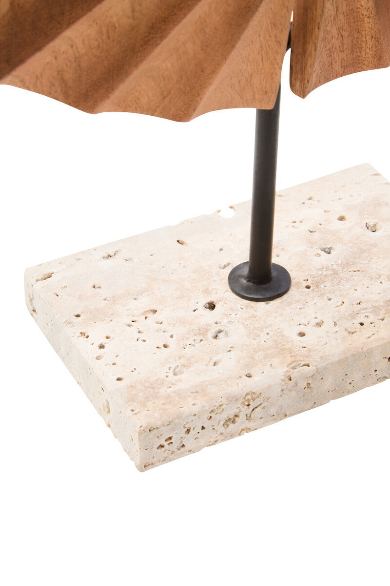Westo Natural Wood Sculpture With Travertine Base