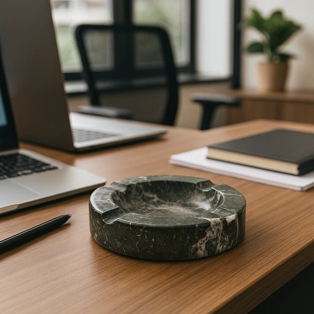 Zoro Black And White Marble Ashtray