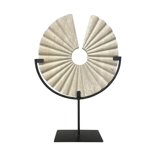 Travertine Sculpture On Metal Stand - Premier Home