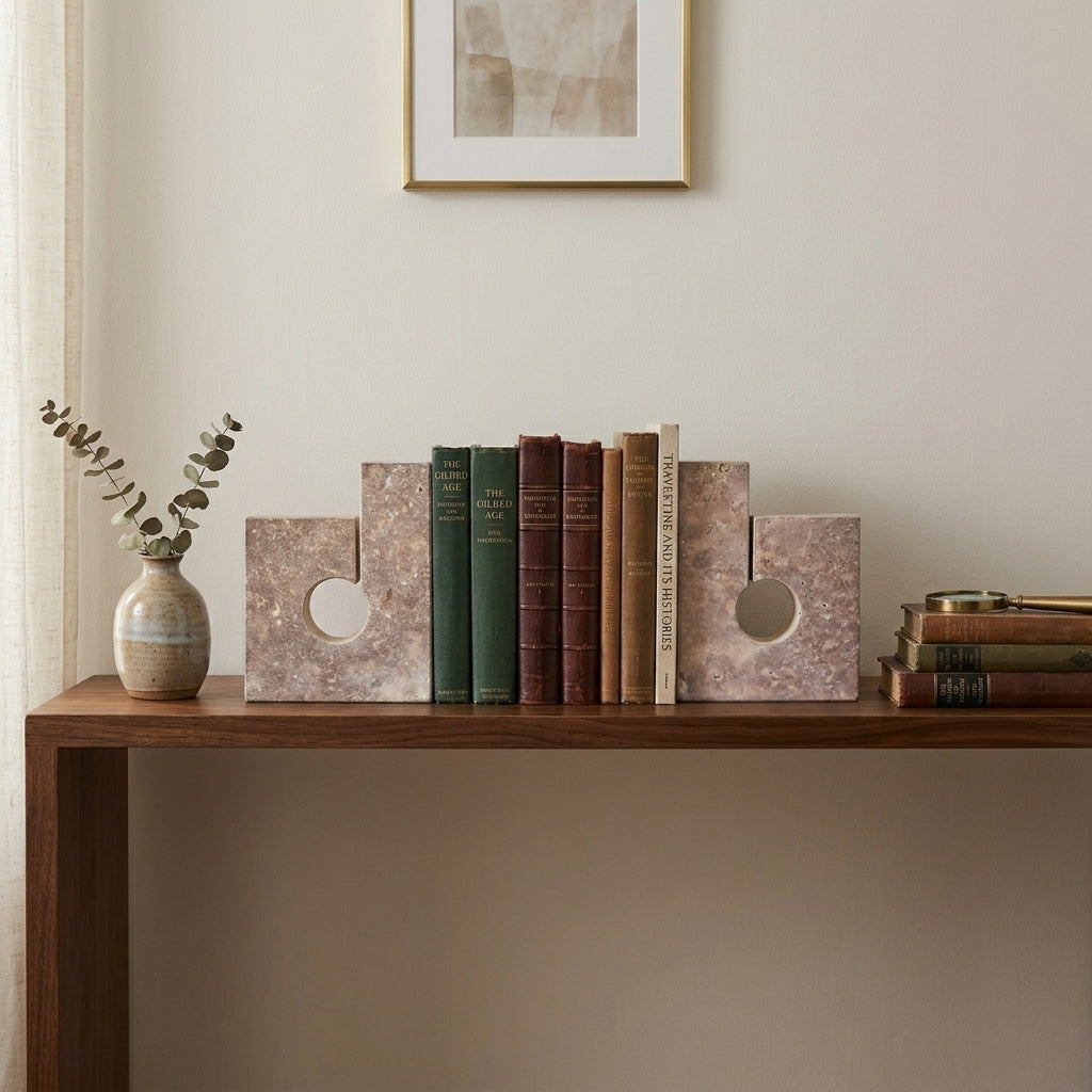 Travertine Stone Set Of 2 Bookends
