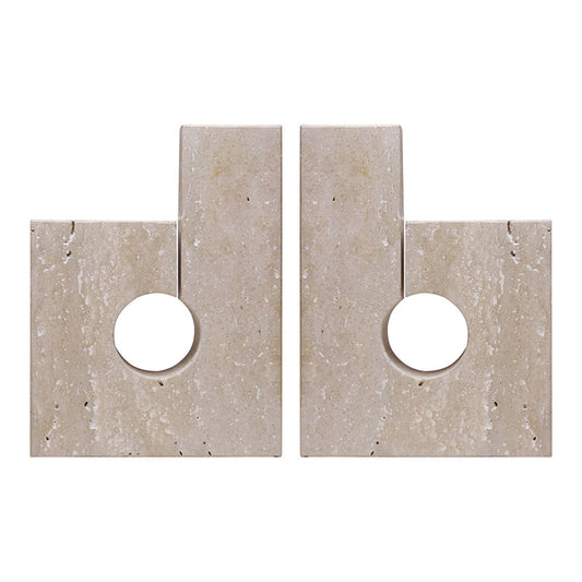 Travertine Stone Set Of 2 Bookends