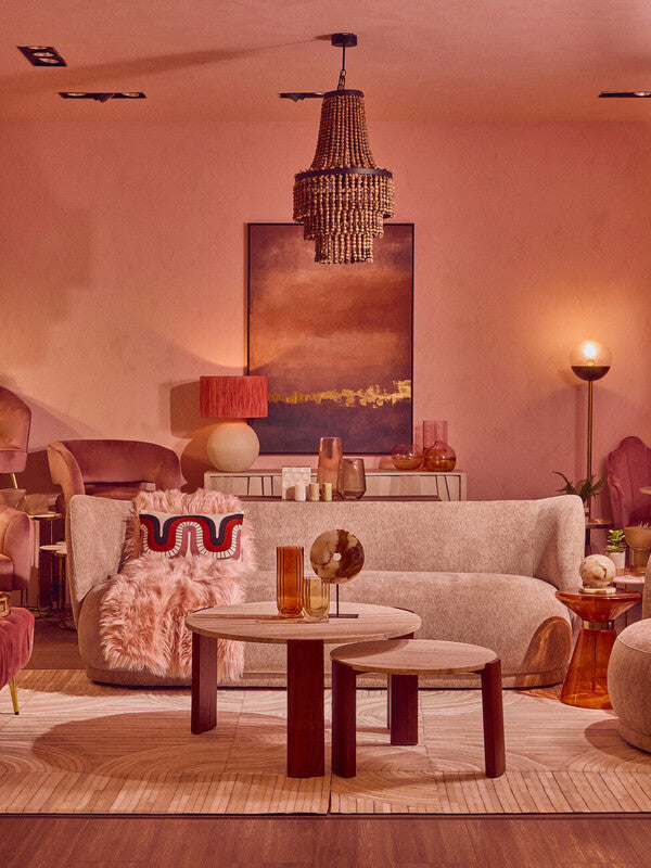 Palermo Round Travertine Top Large Coffee Table