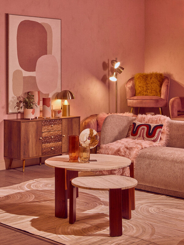 Palermo Round Travertine Top Large Coffee Table