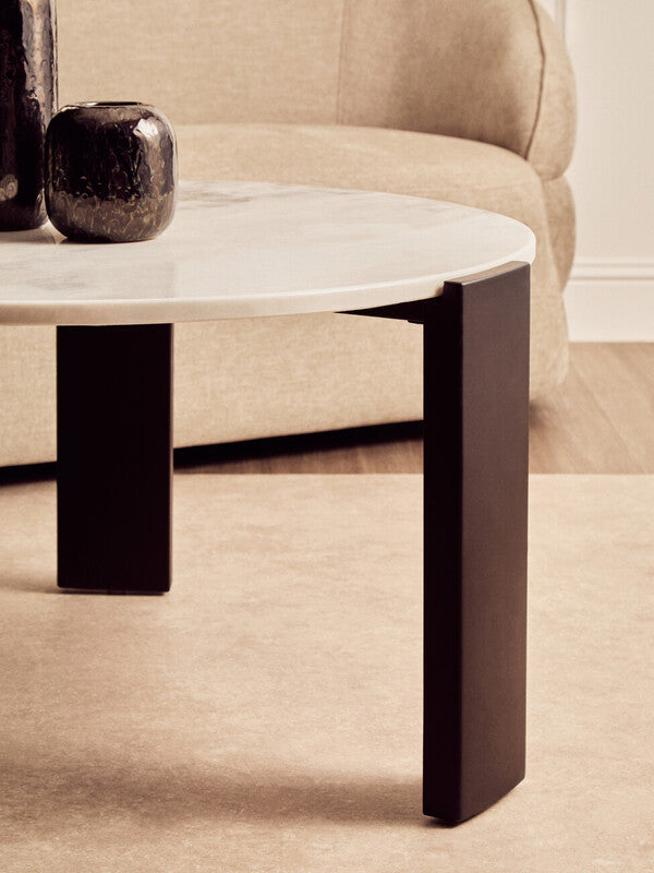 Palermo Round White Marble Top Large Coffee Table