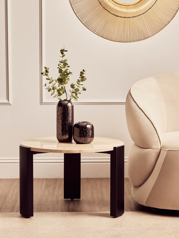 Palermo Round Cream Marble Top Small Coffee Table