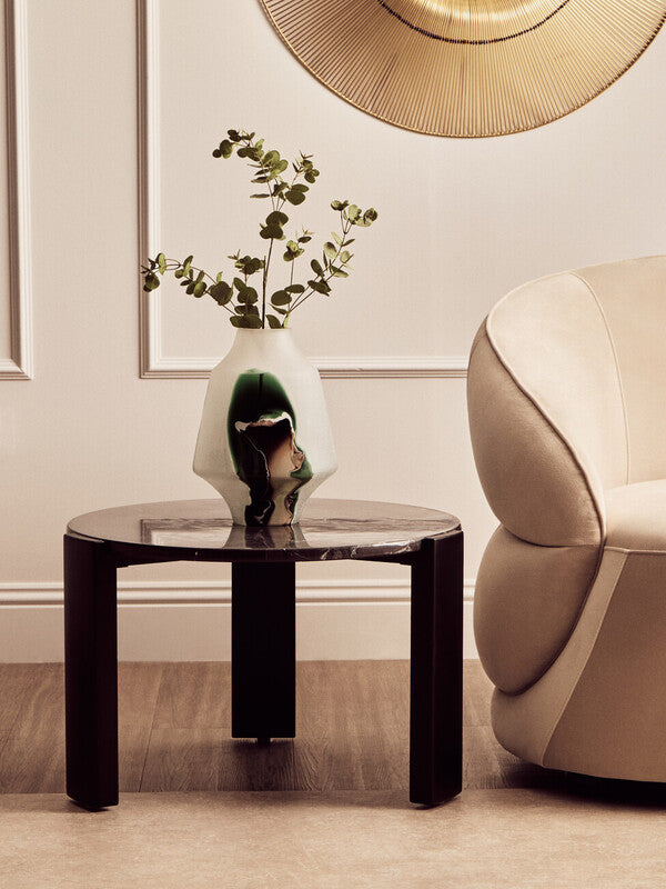 Palermo Round Black Marble Top Small Coffee Table