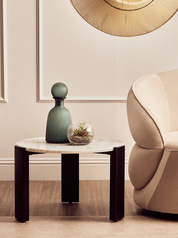 Palermo Round White Marble Top Small Coffee Table