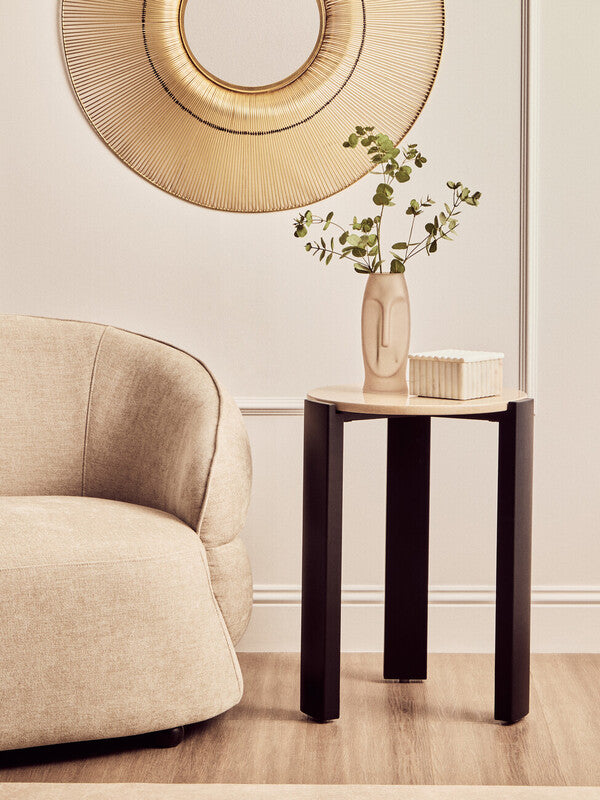 Palermo Cream Marble Top Round Side Table