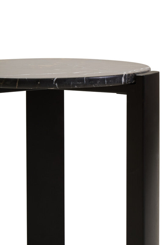 Palermo Black Marble Top Round Side Table