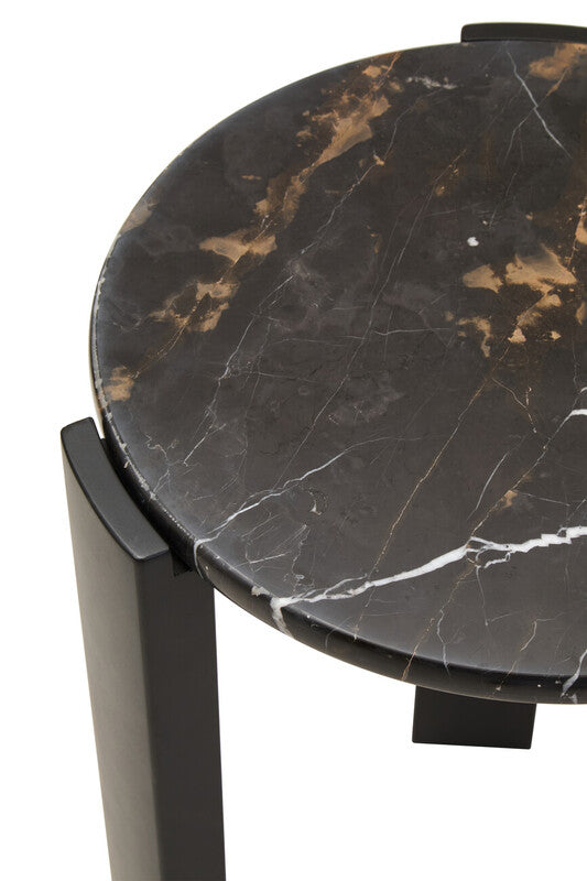 Palermo Black Marble Top Round Side Table