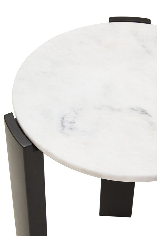 Palermo White Marble Top Round Side Table