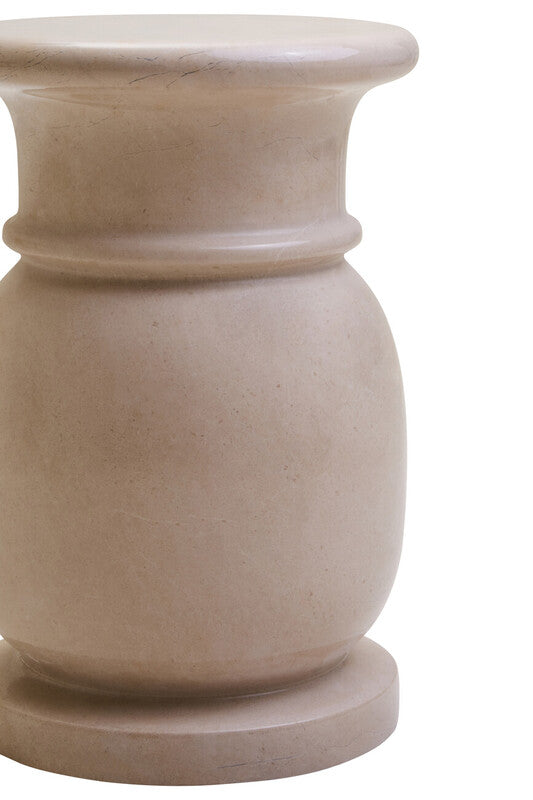 Zoro Cream Marble Stool and Side Table