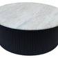 Walton Travertine Top Coffee Table with Black Acacia Wood Base