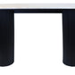 Walton Travertine Top Console Table with Black Acacia Wood Legs