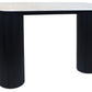 Walton Travertine Top Console Table with Black Acacia Wood Legs