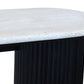 Walton Travertine Top Console Table with Black Acacia Wood Legs