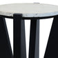 Winton Travertine Top Side Table With Black Acacia Wood Frame
