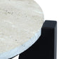 Winton Travertine Top Side Table With Black Acacia Wood Frame