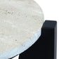 Winton Travertine Top Side Table With Black Acacia Wood Frame