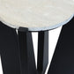 Winton Travertine Top Side Table With Black Acacia Wood Frame