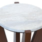 Winton Travertine Top Side Table With Acacia Wood Frame