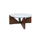 Winton Travertine Top Coffee Table With Acacia Wood Frame