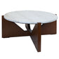 Winton Travertine Top Coffee Table With Acacia Wood Frame