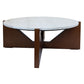 Winton Travertine Top Coffee Table With Acacia Wood Frame