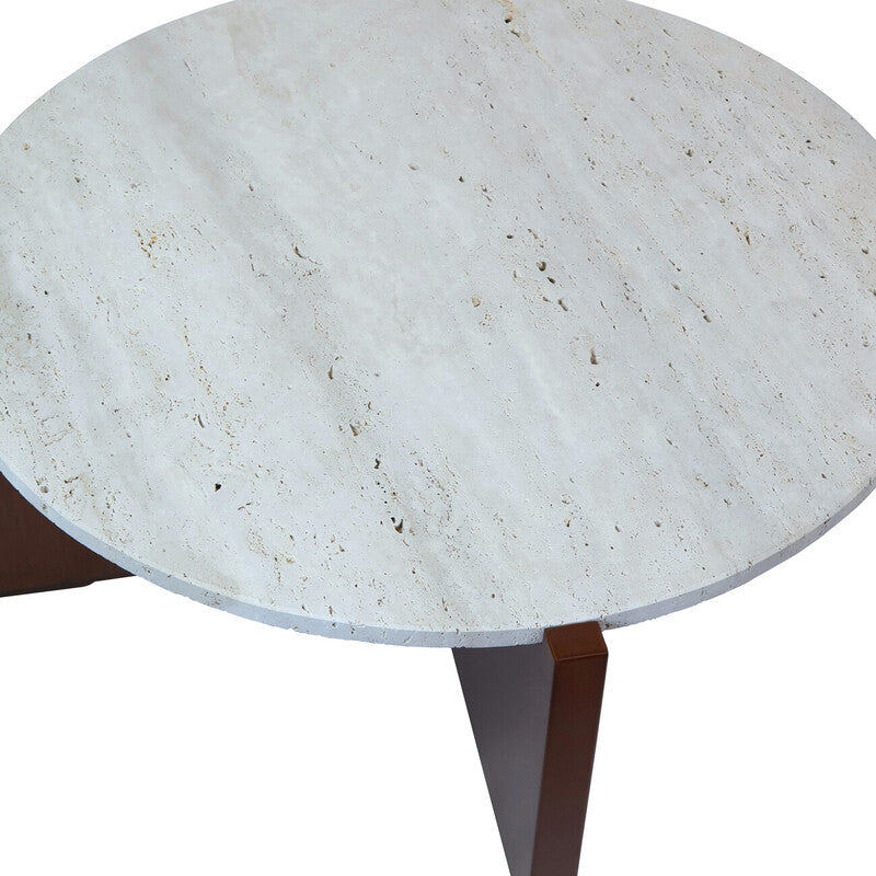 Winton Travertine Top Coffee Table With Acacia Wood Frame