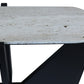 Winton Travertine Top Console Table With Black Acacia Wood Frame