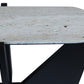 Winton Travertine Top Console Table With Black Acacia Wood Frame